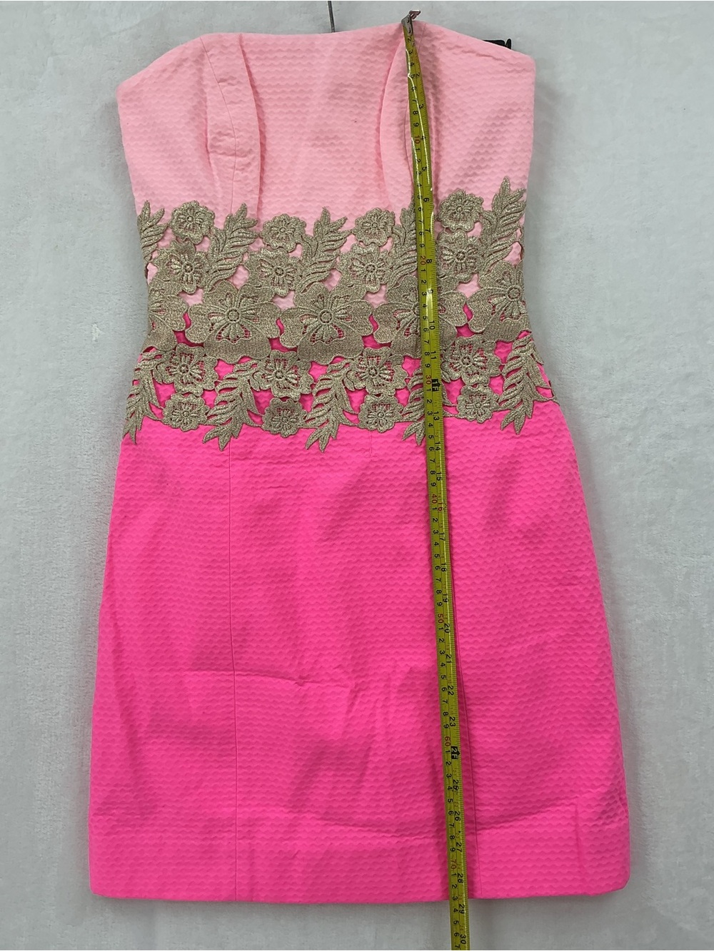 NWT Lilly Pulitzer Strapless Dress in Pink with Gold Accents 0164 - Picture 8 of 8